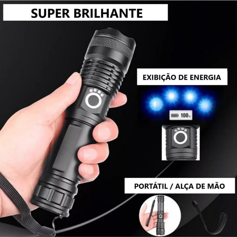 Lanterna P50 Led Super Brilhante - Sólida/Anti derrapaste/Resistente à água/Super brilhante