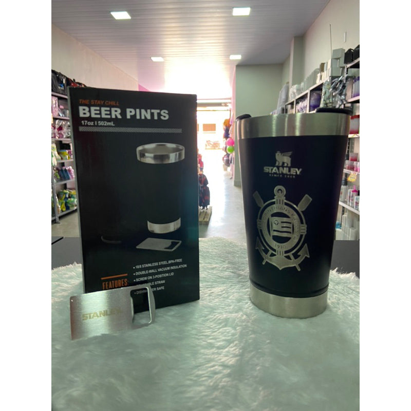 Copo Térmico Personalizado Com Tampa E Abridor 473Ml Cerveja Café Inox Gelada Quente Caneca Termica