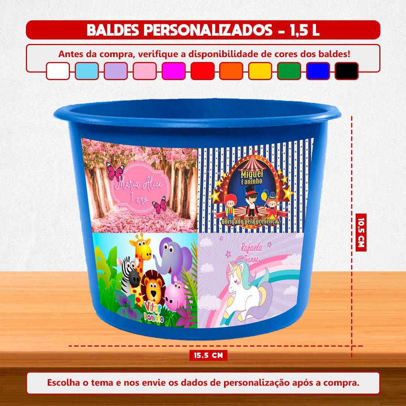 Baldinho personalizado 1,5L - Todos os Temas